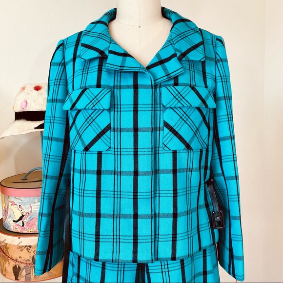 Vintage 60’s/70’s “Mad Men” Plaid Skirt & Jacket Suit - Picture 4 of 15